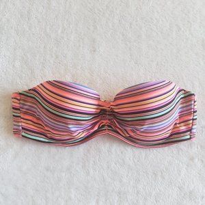 VICTORIA'S Secret Strapless Padded Stripe Bikini Swim Top SZ 32B